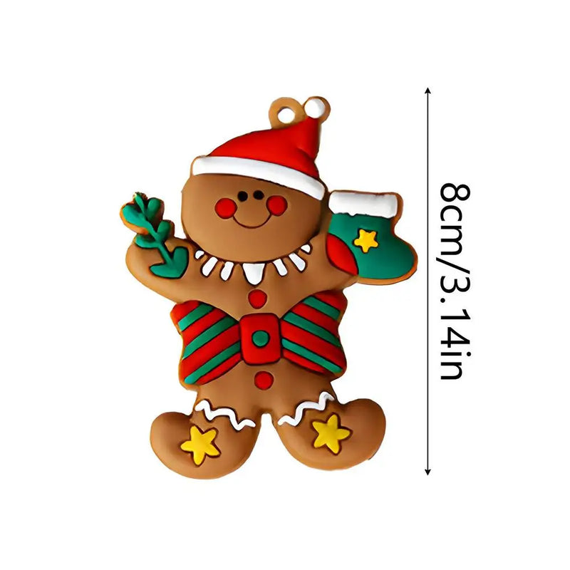 Kit 15 Enfeites para o Natal em PVC Impermeáveis para Pendurar com Corda Homem Biscoito