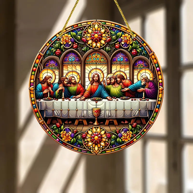 Vitral Decorativo Santa Ceia Em Acrílico - Decoração Religiosa Para Sua Casa