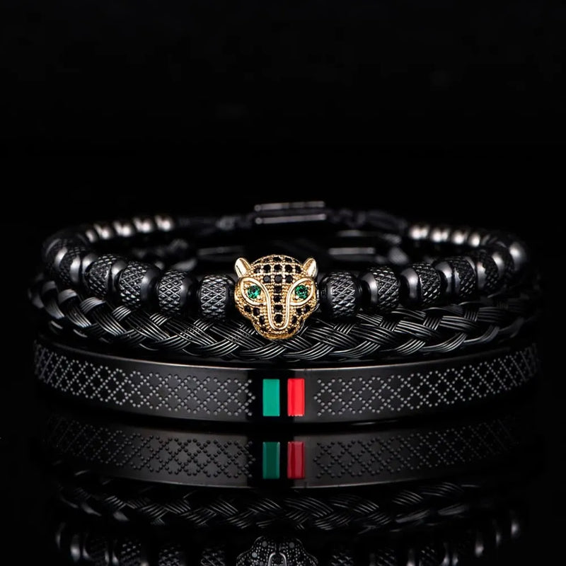 Pulseira LEOPARD ELEGANCE - Joia em Aço Inoxidável Banhada em Ouro e Prata