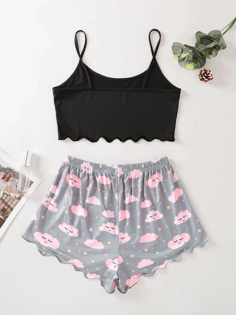 Pijama Feminino SweetDreams - Conjunto Top Cropped e Shorts Fresquinho LooseFit | Tecido Super Macio e Confortável