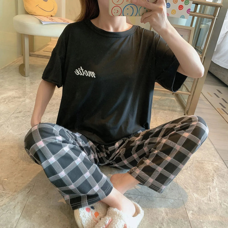 Pijama Feminino Sweet Dreams Conjunto Com Calça e Camiseta Larga | Tecido Leve e Confortável