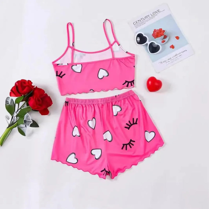 Pijama Feminino InHeart - Conjunto Top Cropped e Shorts Fresquinho LooseFit | Tecido Super Macio e Confortável