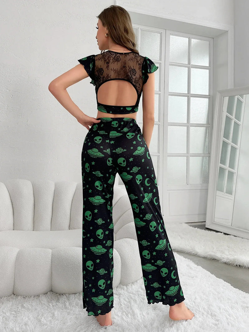 Pijama Feminino Aliens Conjunto Com Calça | Tecido Leve e Confortável