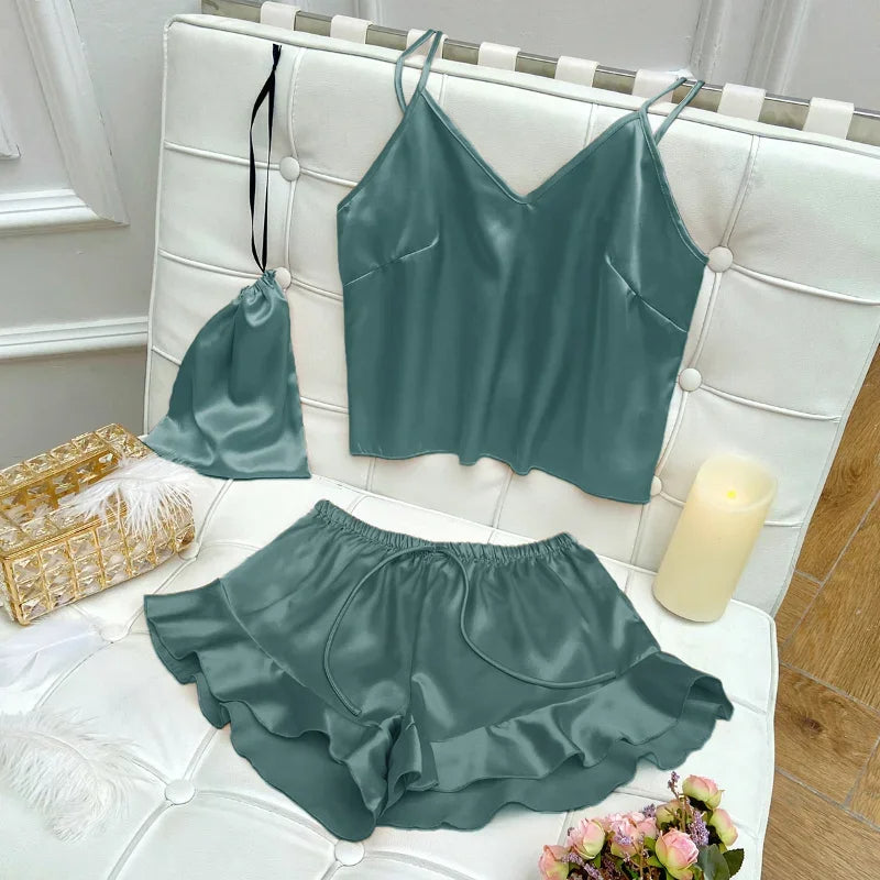 Pijama Feminino Sweet Night - Conjunto BabyDoll e Shorts Fresquinho LooseFit | Tecido Super Macio e Confortável
