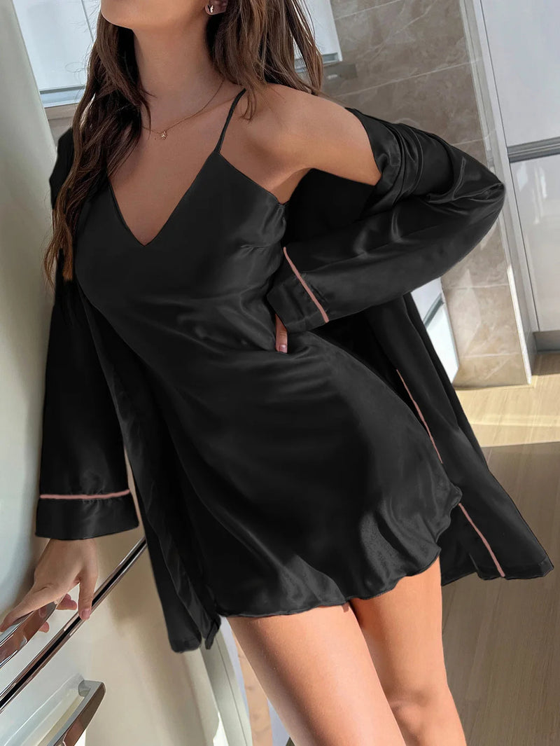 Pijama Feminino Romances - Camisola Estilo Baby Doll Em Seda Cetim | Sensual e Confortável
