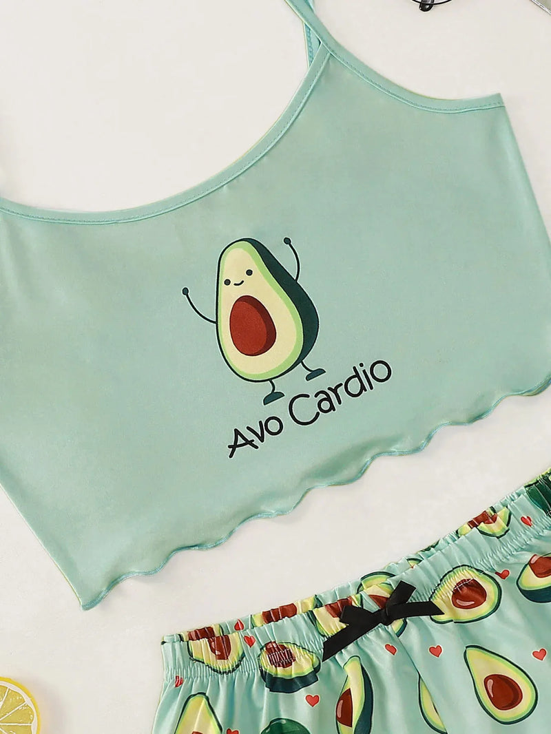 Pijama Feminino AbacateLover - Conjunto Top Cropped e Shorts Fresquinho LooseFit | Tecido Super Macio e Confortável