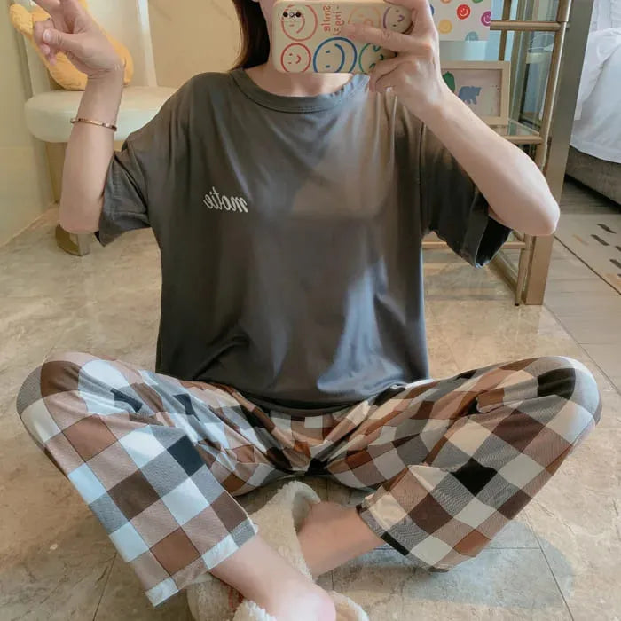 Pijama Feminino Sweet Dreams Conjunto Com Calça e Camiseta Larga | Tecido Leve e Confortável