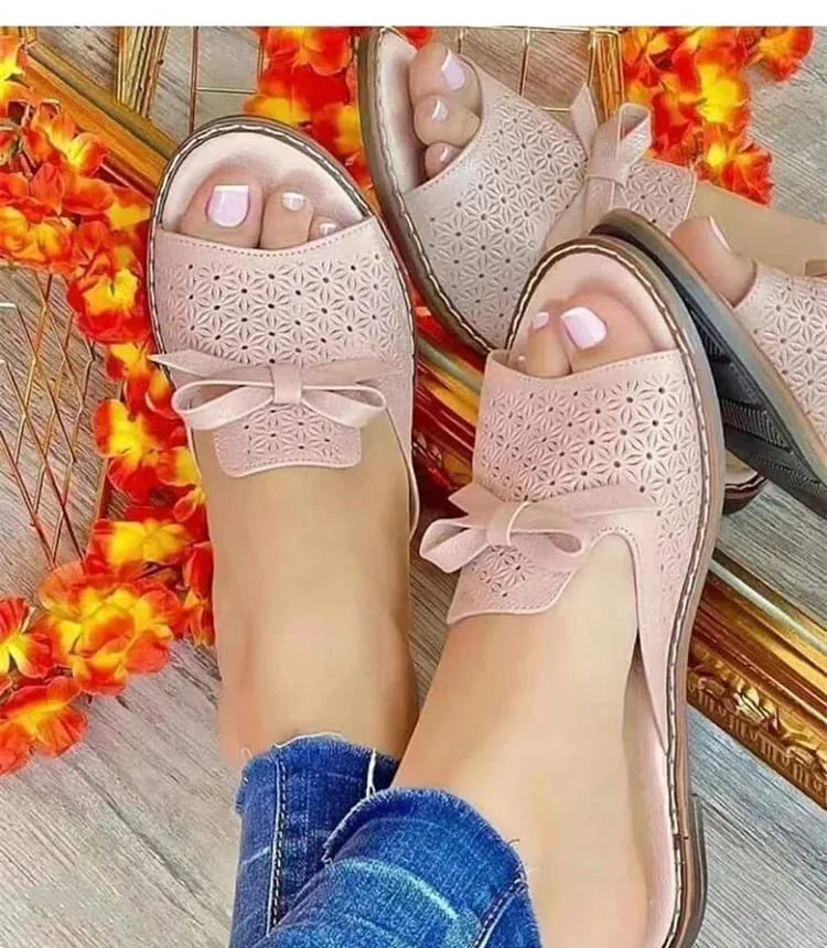 Sandália Slide Rasteirinha Lace - Um Toque Delicado De Conforto Aos Seus Pés Com Couro PU De Alta Qualidade