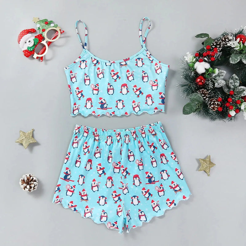Pijama Feminino Sensy - Conjunto Top Cropped Com Detalhes Em Renda e Shorts Fresquinho LooseFit | Tecido Super Macio e Confortável