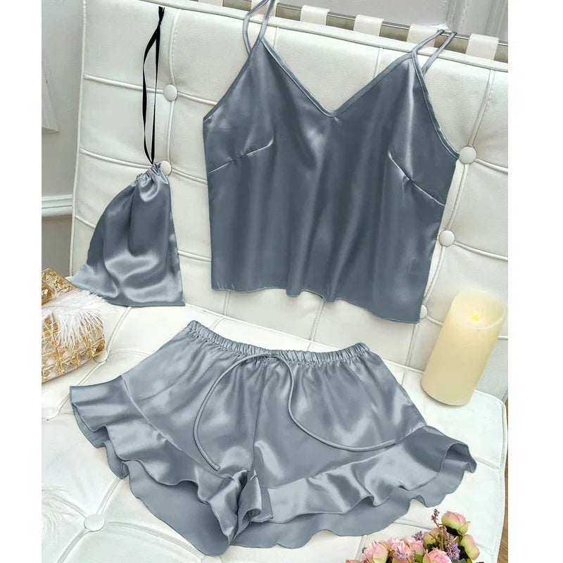 Pijama Feminino Sweet Night - Conjunto BabyDoll e Shorts Fresquinho LooseFit | Tecido Super Macio e Confortável