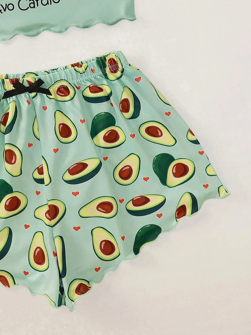 Pijama Feminino AbacateLover - Conjunto Top Cropped e Shorts Fresquinho LooseFit | Tecido Super Macio e Confortável