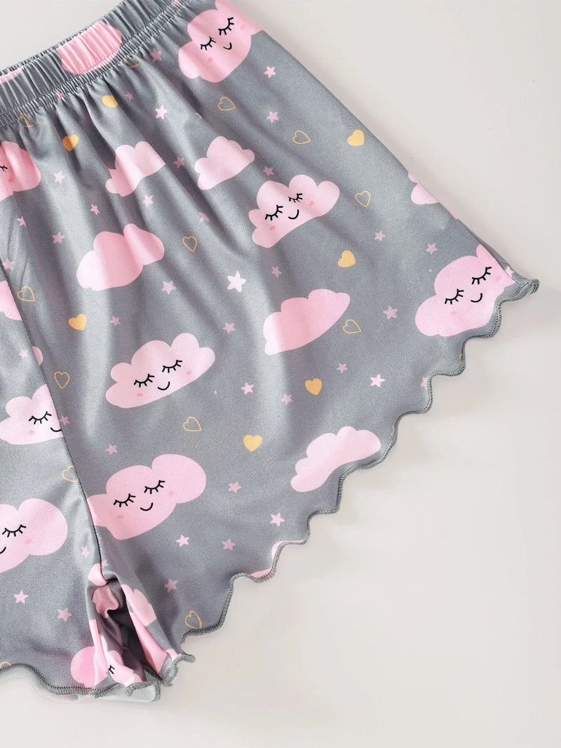 Pijama Feminino SweetDreams - Conjunto Top Cropped e Shorts Fresquinho LooseFit | Tecido Super Macio e Confortável