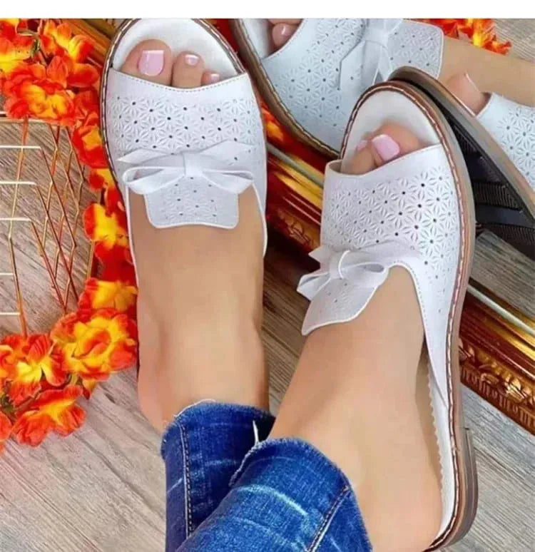 Sandália Slide Rasteirinha Lace - Um Toque Delicado De Conforto Aos Seus Pés Com Couro PU De Alta Qualidade