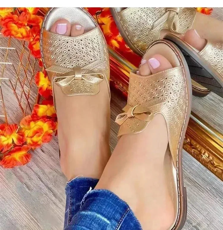 Sandália Slide Rasteirinha Lace - Um Toque Delicado De Conforto Aos Seus Pés Com Couro PU De Alta Qualidade