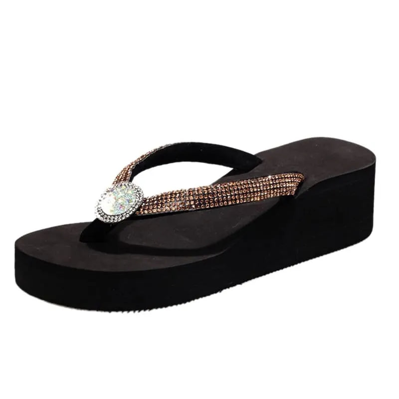 Chinelo De Plataforma Com Strass Cristal Shine | Brilho e Autenticidade Para Seus Pés