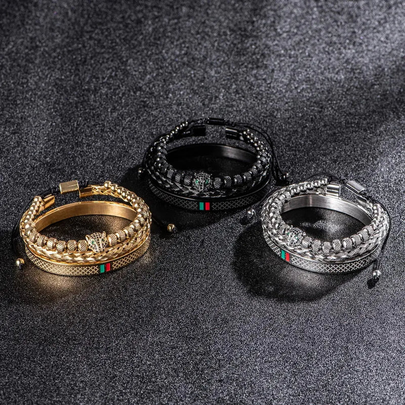Pulseira LEOPARD ELEGANCE - Joia em Aço Inoxidável Banhada em Ouro e Prata