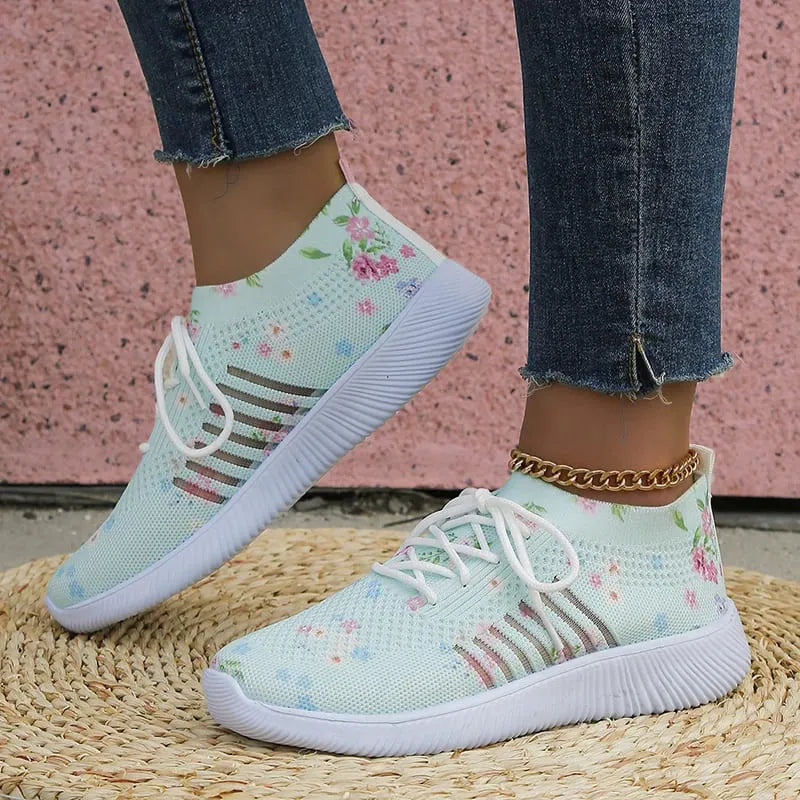 Tênis Meia Slip on Comfort Flower - Feito Em Fibra Mesh Super Macia | Vista Seu Tênis Como Uma Meia