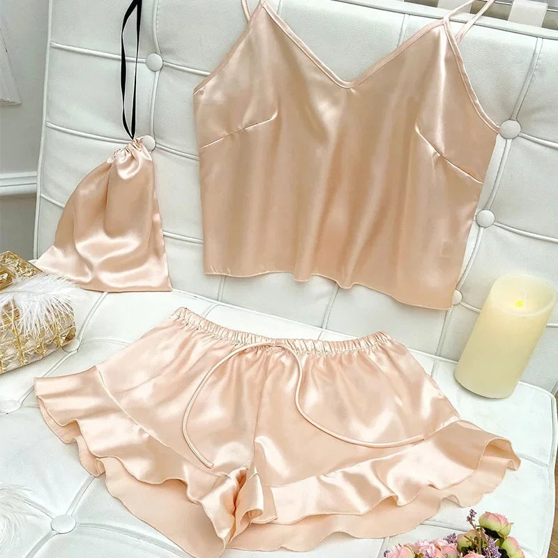 Pijama Feminino Sweet Night - Conjunto BabyDoll e Shorts Fresquinho LooseFit | Tecido Super Macio e Confortável