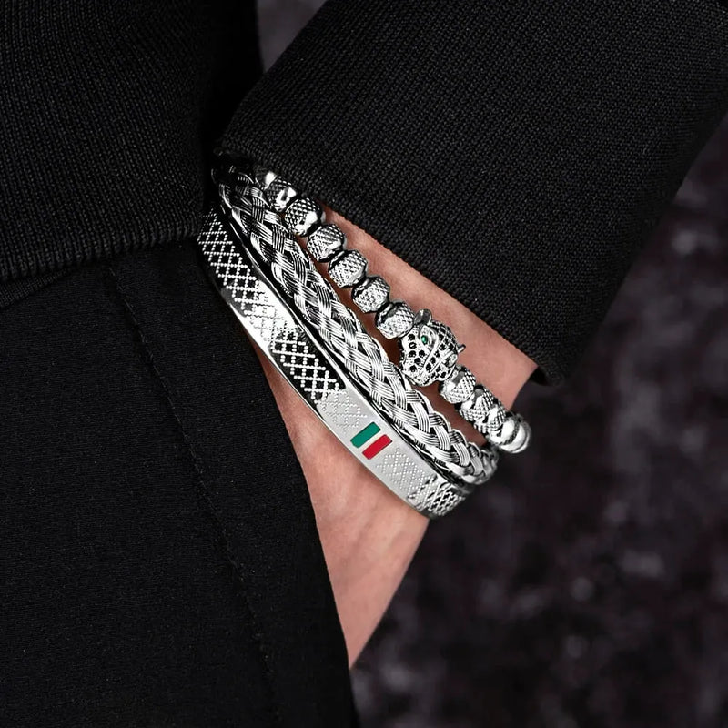 Pulseira LEOPARD ELEGANCE - Joia em Aço Inoxidável Banhada em Ouro e Prata