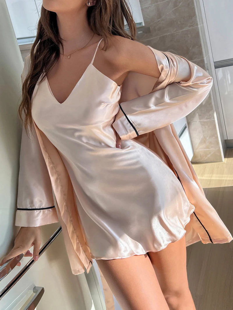 Pijama Feminino Romances - Camisola Estilo Baby Doll Em Seda Cetim | Sensual e Confortável