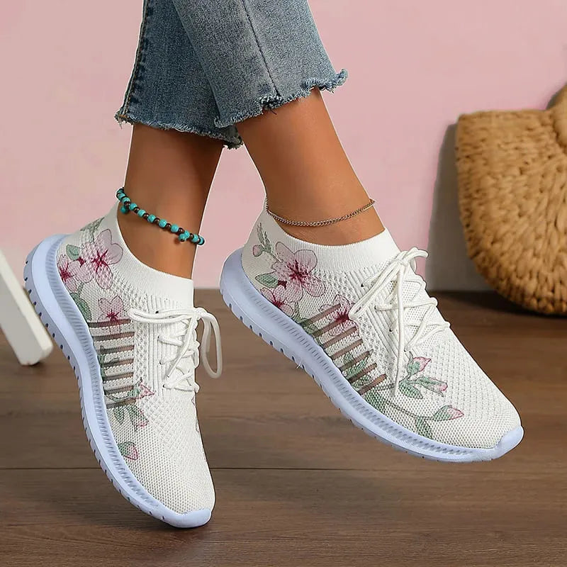Tênis Meia Slip on Comfort Flower - Feito Em Fibra Mesh Super Macia | Vista Seu Tênis Como Uma Meia
