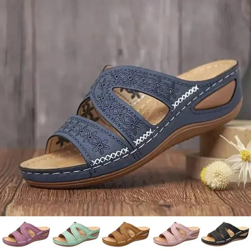 Sandália Slide Soiree - Couro PU Macio e Confortável Com Amortecimento Premium