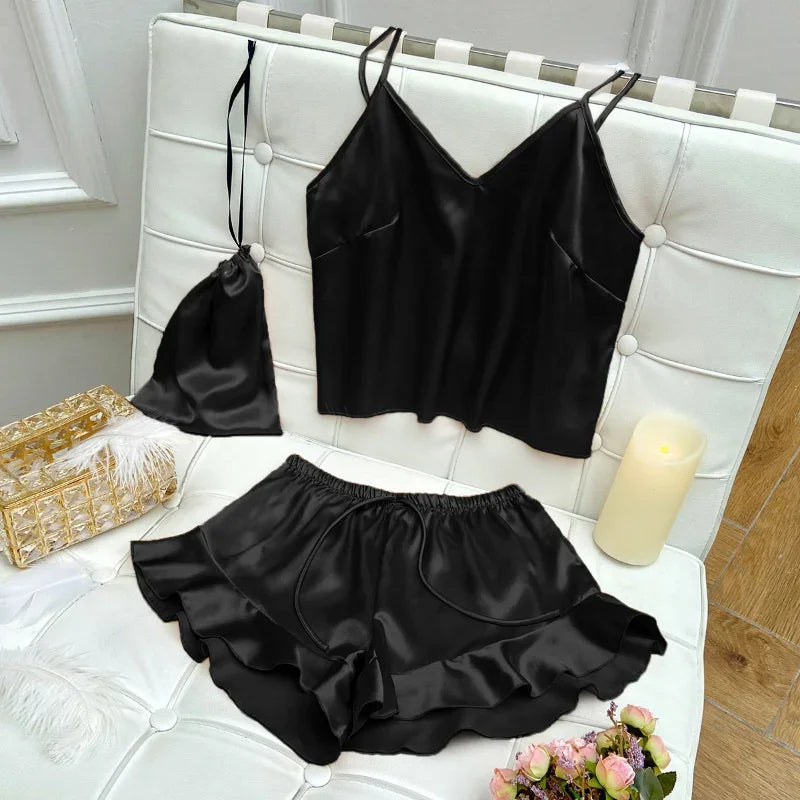 Pijama Feminino Sweet Night - Conjunto BabyDoll e Shorts Fresquinho LooseFit | Tecido Super Macio e Confortável