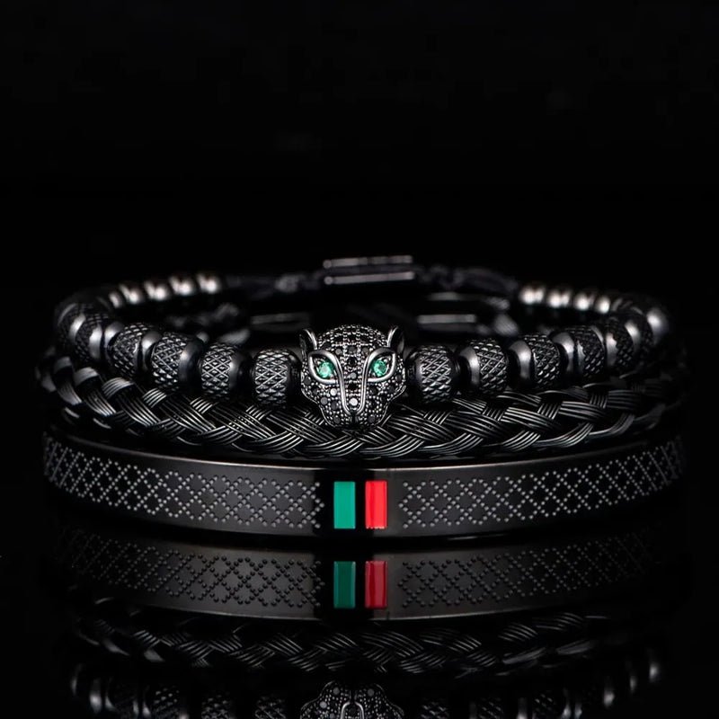 Pulseira LEOPARD ELEGANCE - Joia em Aço Inoxidável Banhada em Ouro e Prata