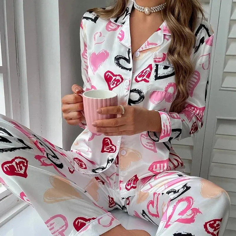 Pijama Feminino Million - Conjunto Luxo Calça e Camisa Longa Em Seda Gelo Premium | Toque De Seda Super Confortável