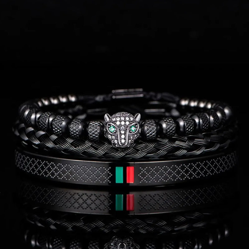 Pulseira LEOPARD ELEGANCE - Joia em Aço Inoxidável Banhada em Ouro e Prata