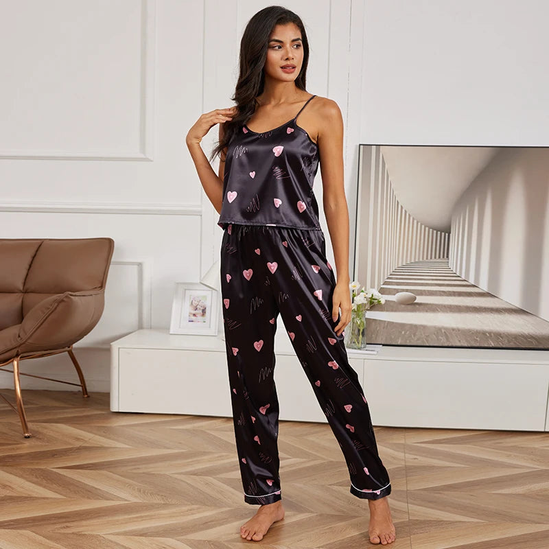 Pijama Feminino LittleHearts - Conjunto Calça e Camisa Em Seda Gelo Premium | Toque De Seda Super Confortável