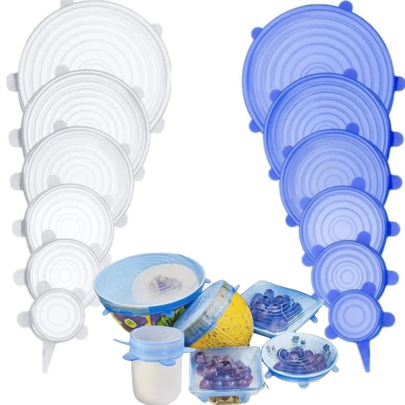 Kit Tampas de Silicone Reutilizáveis Universais VEDA-TUDO [COMPRE 6 LEVE 12]