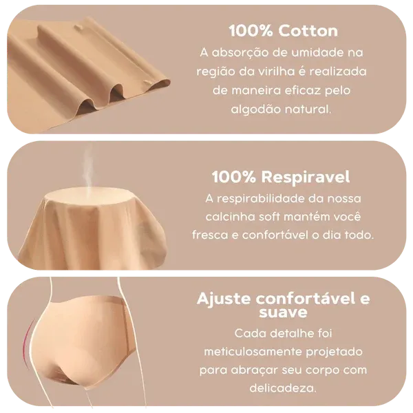 Kit Calcinhas em Seda sem Costura PlusConfort [PAGUE 5 LEVE 10]