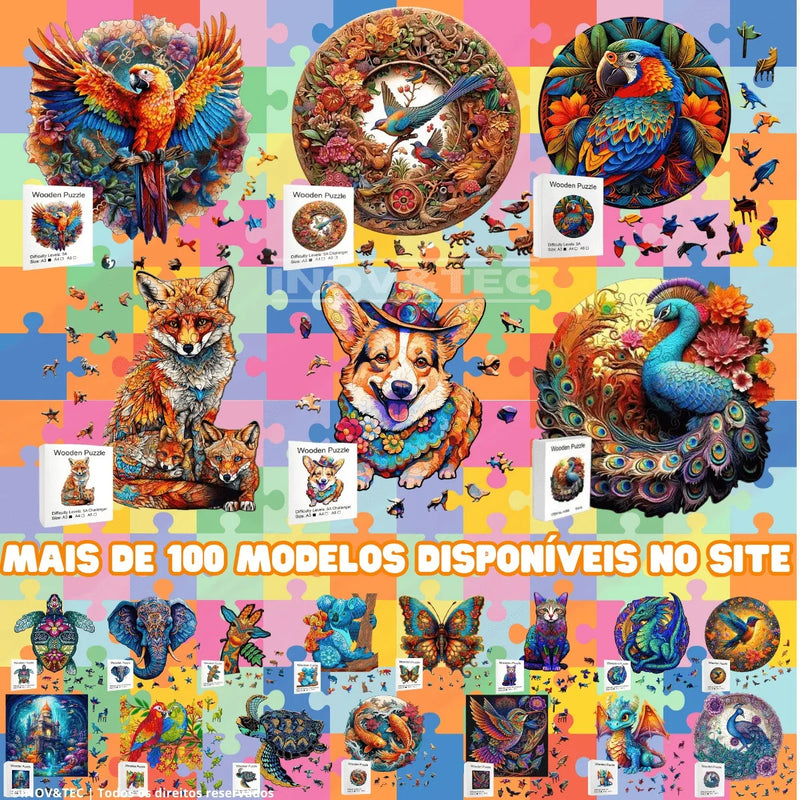 Quebra-Cabeça de Madeira Inova WOOD PUZZLE - Asas e Escamas | Diversão com Diversos Benefícios