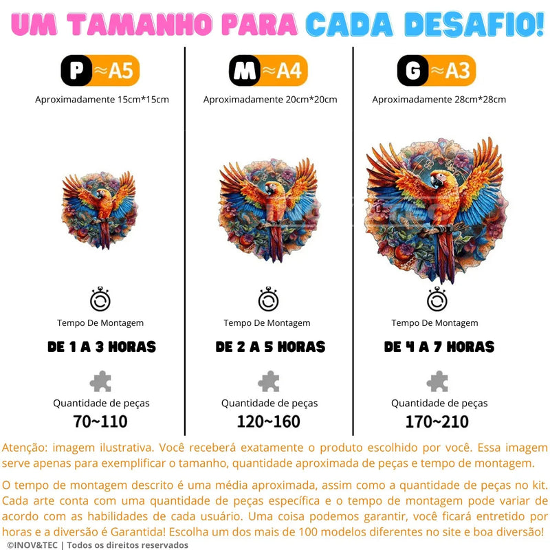 Quebra-Cabeça de Madeira Inova WOOD PUZZLE - Panda com Bambu | Diversão com Diversos Benefícios para Crianças e Idosos