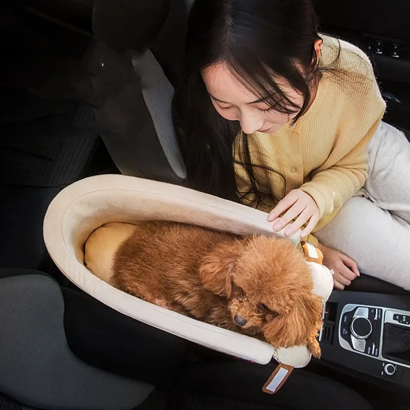 Cadeirinha Pet de Carro Portátil em Algodão para Cachorros e Gatos Cão-Cuidado