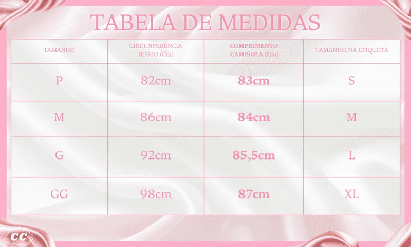 Camisola BabyDoll Pijama Feminino InLove - Elegante e Sensual | Tecido Cetim Seda Super Macio, e Confortável