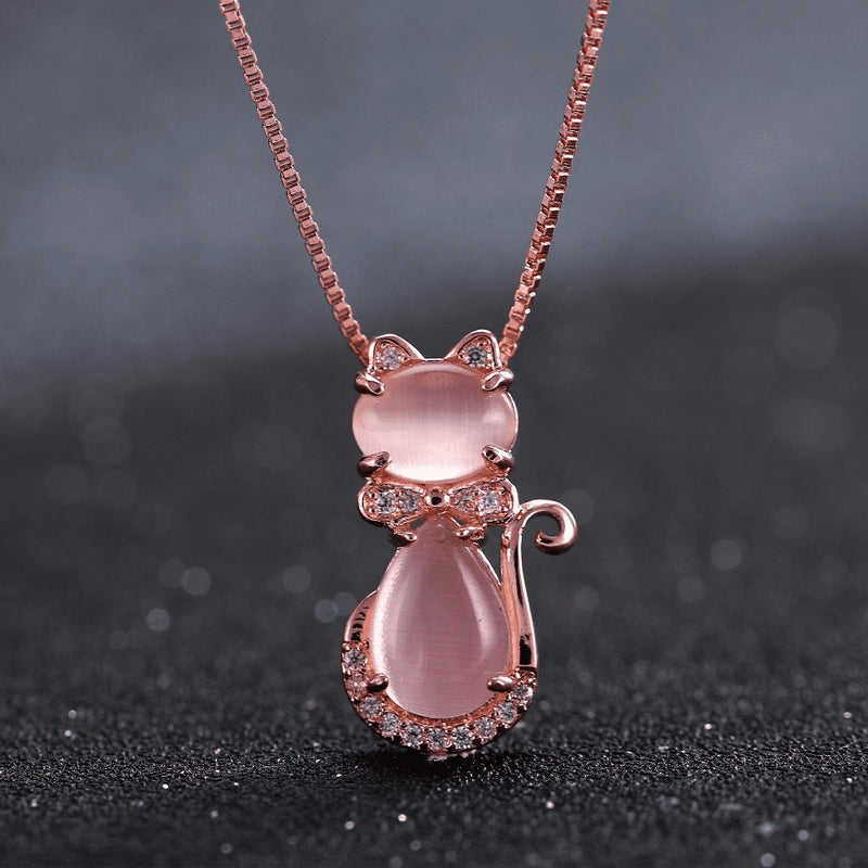 Corrente Veneziana Cravejada com Cristais de Zircônia e Pingente de Gato MISS CAT
