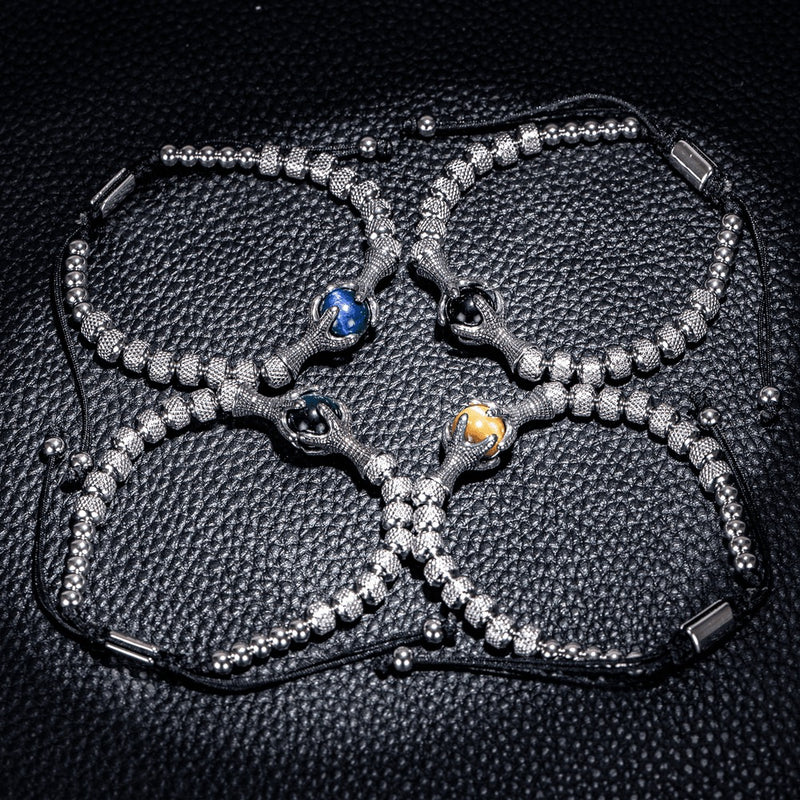 Conjunto De Pulseiras ROYAL EAGLE - Joia Em Aço Inoxidável Com Pedra Natural