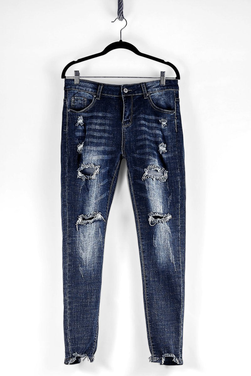 Calça Jeans Feminina Skinny Destroyed - Casual Bliss