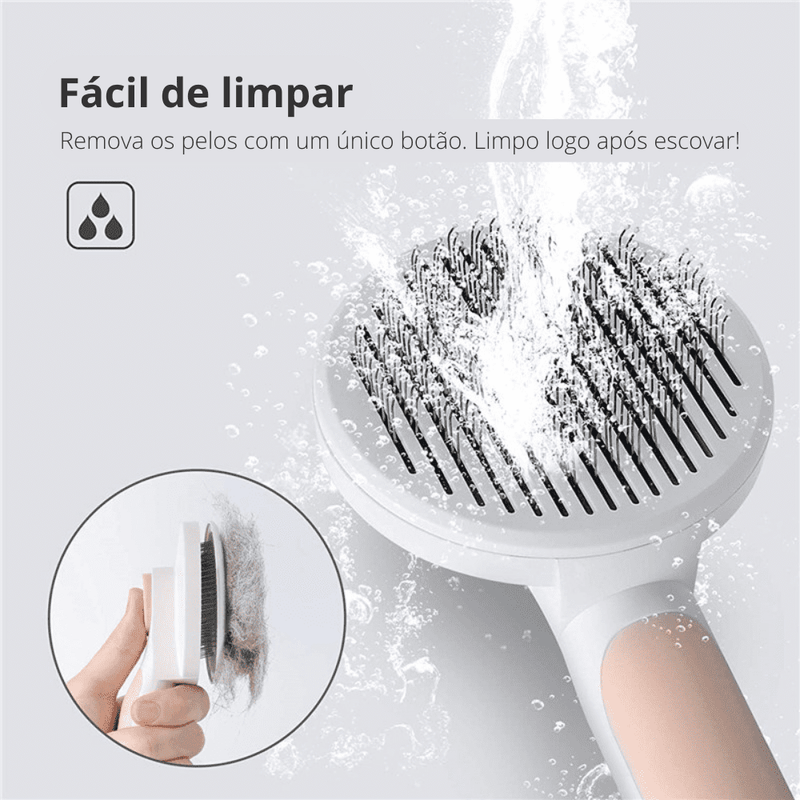 Escova Removedora De Pelos Autolimpante Gatos e Cachorros PET CLEAN - Inov&tec