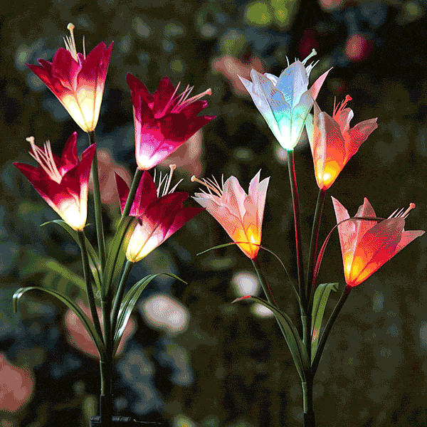 2 Conjuntos de Flores LED de Acionamento Solar
