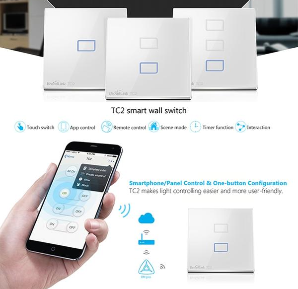 Smart Interruptores Wifi Touch Screen Broadlink - Quadrado