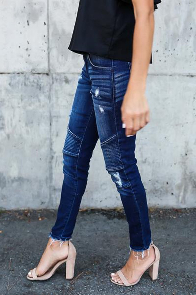Calça Jeans Feminina Slim Puídos