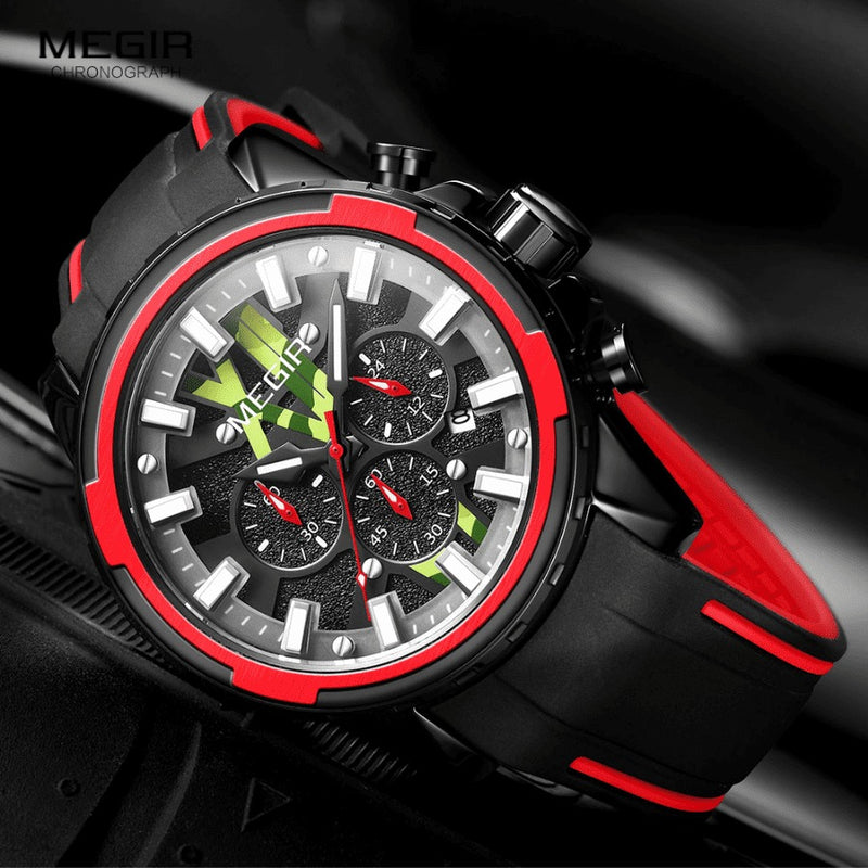 Relógio Masculino MEGIR SPORT EXPLORER - Design 3D, Cronógrafo, Movimento de Quartzo