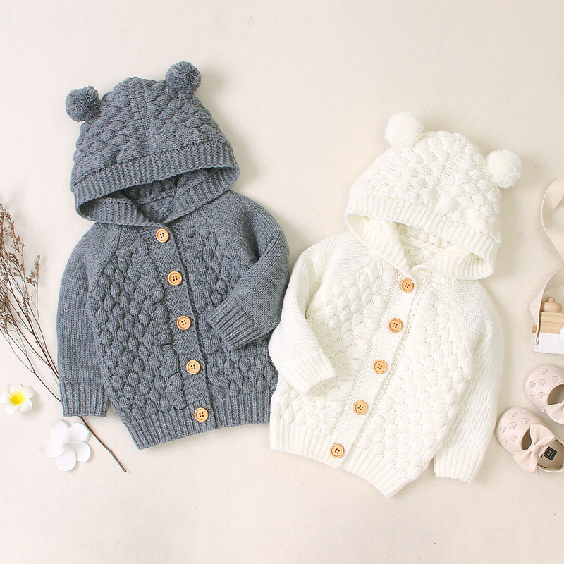 Casaco Cardigan Com Capuz para Bebes e Crianças MEU URSINHO
