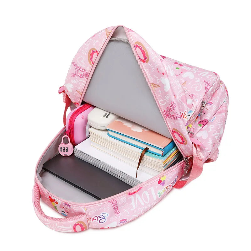 Kit Escolar Infantil Premium Mochila com Lancheira Térmica e Estojo Princess