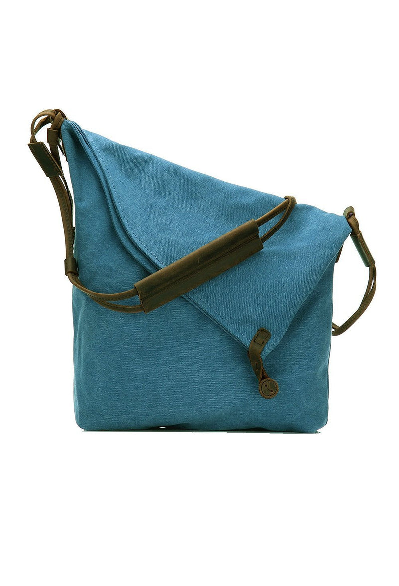 Bolsa de Ombro de Lona e Aparada em Couro