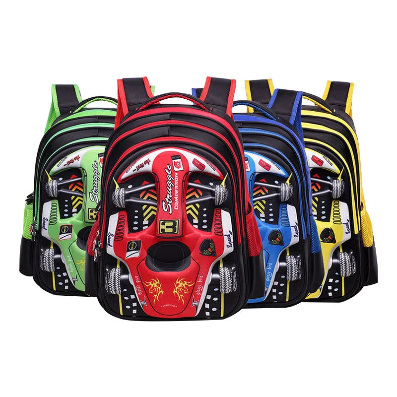 Mochila Infantil Carro de Corrida 3D - Seja o Mais Rápido da Turma