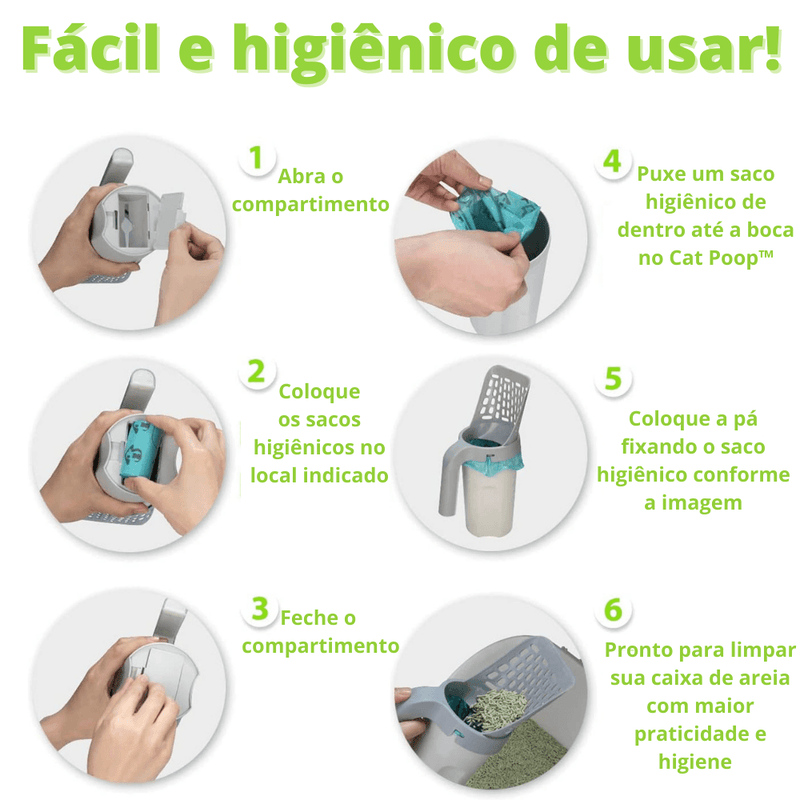 Pá Higiênica Para Gatos CAT POOP Com Sacos Embutidos Autolimpante - Inov&tec